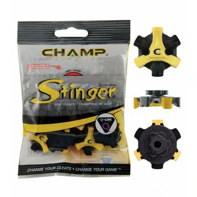 Champ Stinger Golf Cleats Q-Lok Thread Black / Yellow - Image 2