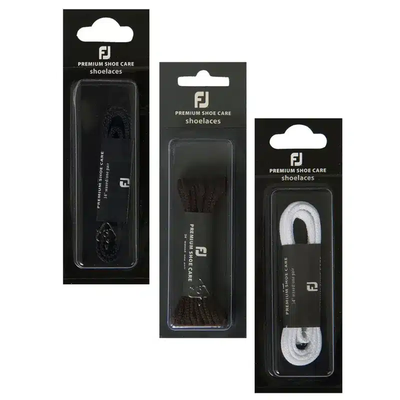 Footjoy Waxed Round Golf Shoe Laces - Black / White