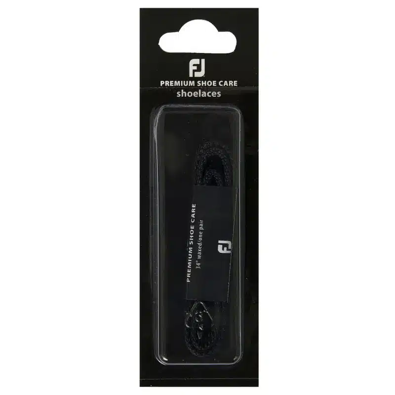 Footjoy Waxed Round Golf Shoe Laces - Black / White - Image 3