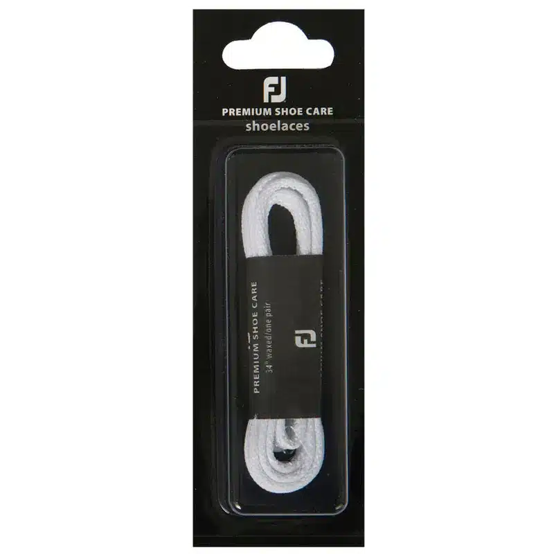 Footjoy Waxed Round Golf Shoe Laces - Black / White - Image 2