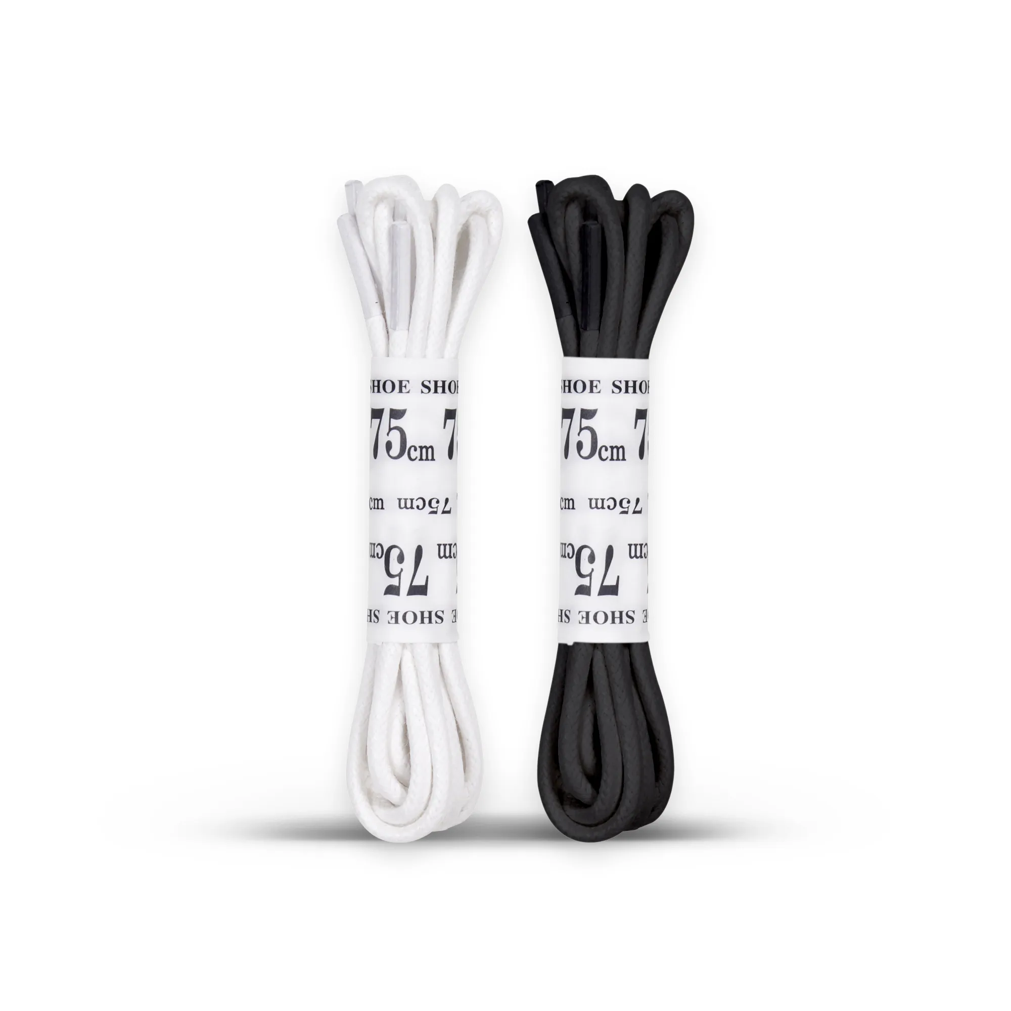 Black / White Twin Pack Replacement Waxed Laces for Ecco Golf Shoes 75cm (Round)