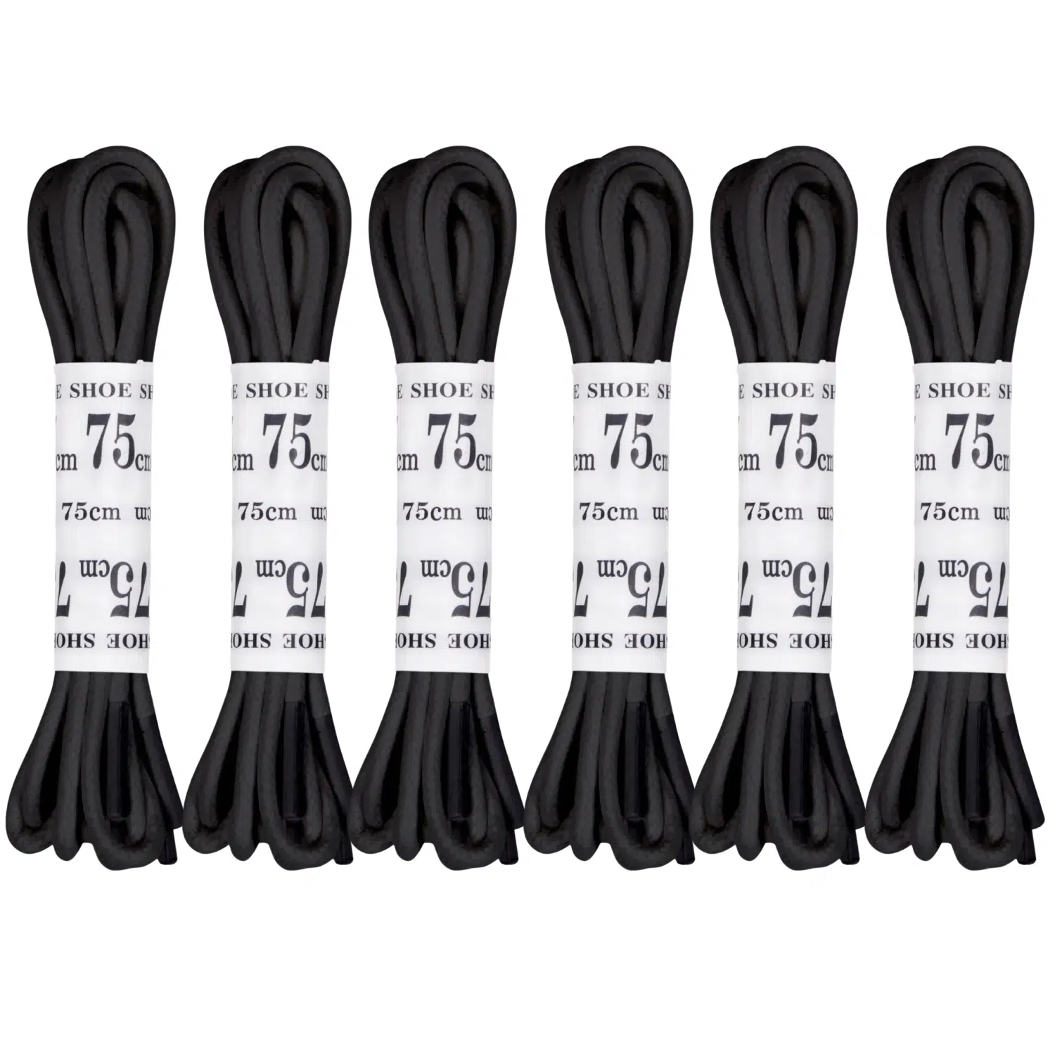 Black 6 Pack Replacement Waxed Laces for Ecco Golf Shoes 75cm (Round)