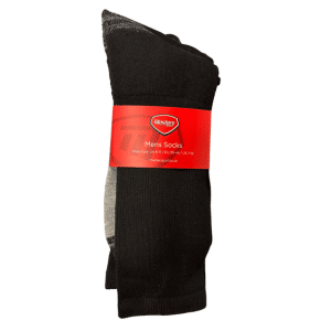 Masters Golf Socks Crew / Cushioned Heel & Toe Support – 3 Pack / Black U.K 6-11