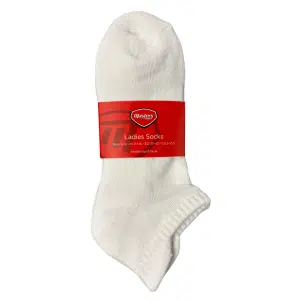 Masters Ladies Golf Ankle Socks / Heel & Toe Support – 3 Pack / White U.K 3-8